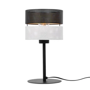 Estetyczna lampka z biało-czarnym abażurem K-5296 z serii VEGA - Lampy stojące - miniaturka - grafika 1