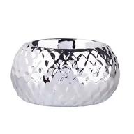 Świeczniki - Świecznik porcelanowy relief srebrny 7,5 x 7,5 x 3,5 cm - miniaturka - grafika 1