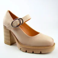 Czółenka - Potocki 25-12633 czółenka damskie półbuty na słupku beżowe - miniaturka - grafika 1