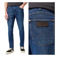 Spodnie męskie - Spodnie Męskie Wrangler Larston Jeansowe Slim Zwężane Niebieskie W34 L34 - miniaturka - grafika 1