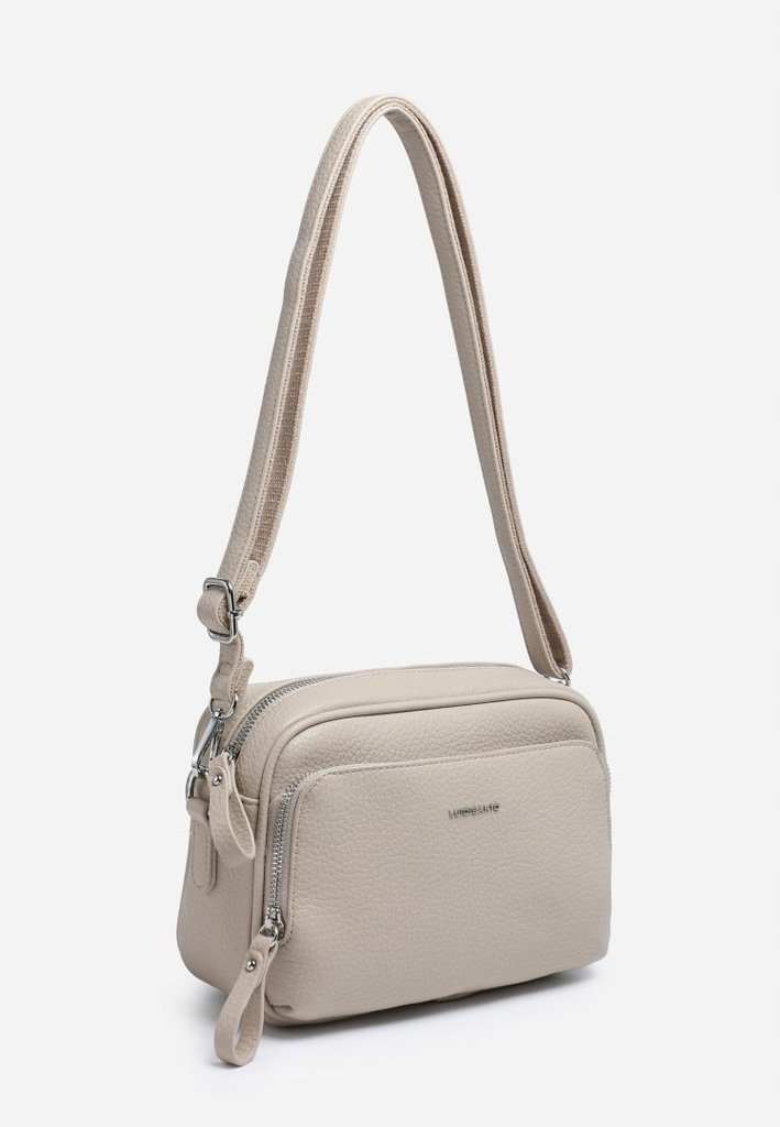 Urocza Damska Torebka Jasny Beż Listonoszka na Ramię LUIGISANTO Skóra Eko