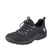 Sneakersy damskie - Rieker Damskie sneakersy Low L0550, Black Black Black Clear L0550 01, 39 eu - miniaturka - grafika 1