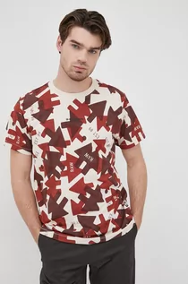 Koszulki męskie - G-Star Raw t-shirt bawełniany D21191.C334 kolor beżowy wzorzysty - grafika 1