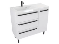 Szafki łazienkowe - Szafka Stojąca Z Umywalką ATH 90 cm D Lewa - Biały Mat - Uchwyty Czarne Matowe - miniaturka - grafika 1