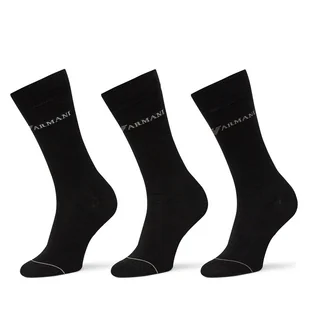 Zestaw 3 par wysokich skarpet męskich Emporio Armani EM000554 AF12276 MC061 Czarny - Skarpetki męskie - miniaturka - grafika 1