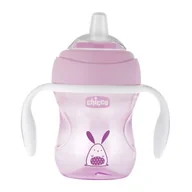 Kubki dla dzieci - Chicco Pierwszy kubek treningowy z miękkim ustnikiem 200ml, 4 m+ : Kolor - Różowy - miniaturka - grafika 1