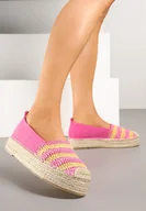 Espadryle damskie - Fuksjowe Espadryle na Grubej Plecionej Podeszwie Leline - miniaturka - grafika 1