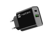 Ładowarki do telefonów - Natec Ribera 20W USB-A USB-C czarna - miniaturka - grafika 1