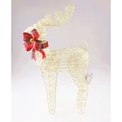 Ozdoby bożonarodzeniowe - Dekoracja renifer z kokardą 60 LED 60 cm złoty - miniaturka - grafika 1