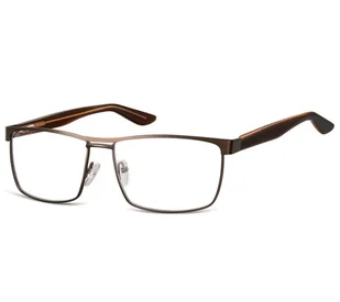 Męskie oprawki korekcyjne zerówki okulary prostokątne metalowe 880C brązowe - Okulary korekcyjne, oprawki, szkła - miniaturka - grafika 1