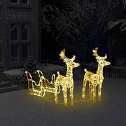 Ozdoby bożonarodzeniowe - Lumarko Świąteczna dekoracja renifery z saniami, 160 diod LED, 130 cm! - miniaturka - grafika 1