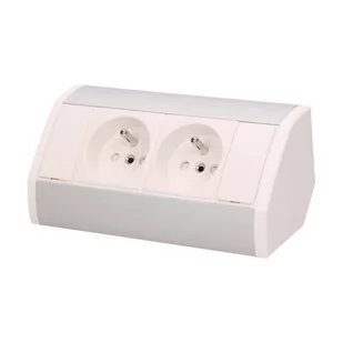 Orno Gniazdo meblowe podwójne z uziemieniem biało-srebrne OR-GM-9005/W-G - Gniazdka elektryczne - miniaturka - grafika 2