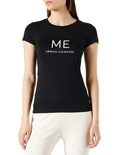 Armani Exchange Damska koszulka z logo na przodzie, Me Black, ekstra duża - Koszulki i topy damskie - miniaturka - grafika 1