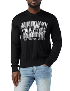 Swetry męskie - Just Cavalli Sweter męski, 900 czarny, L - grafika 1