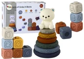 Grzechotki dla dzieci - Zestaw Edukacyjny Dla Malucha Miękkie Klocki Piramidka Miś - miniaturka - grafika 1