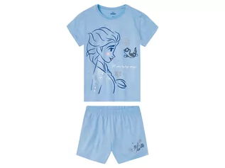 Spodnie i spodenki dla dziewczynek - Piżama dziewczęca z bohaterami bajek (koszulka + szorty), 1 komplet (134/140, Wzór Kraina lodu) - grafika 1