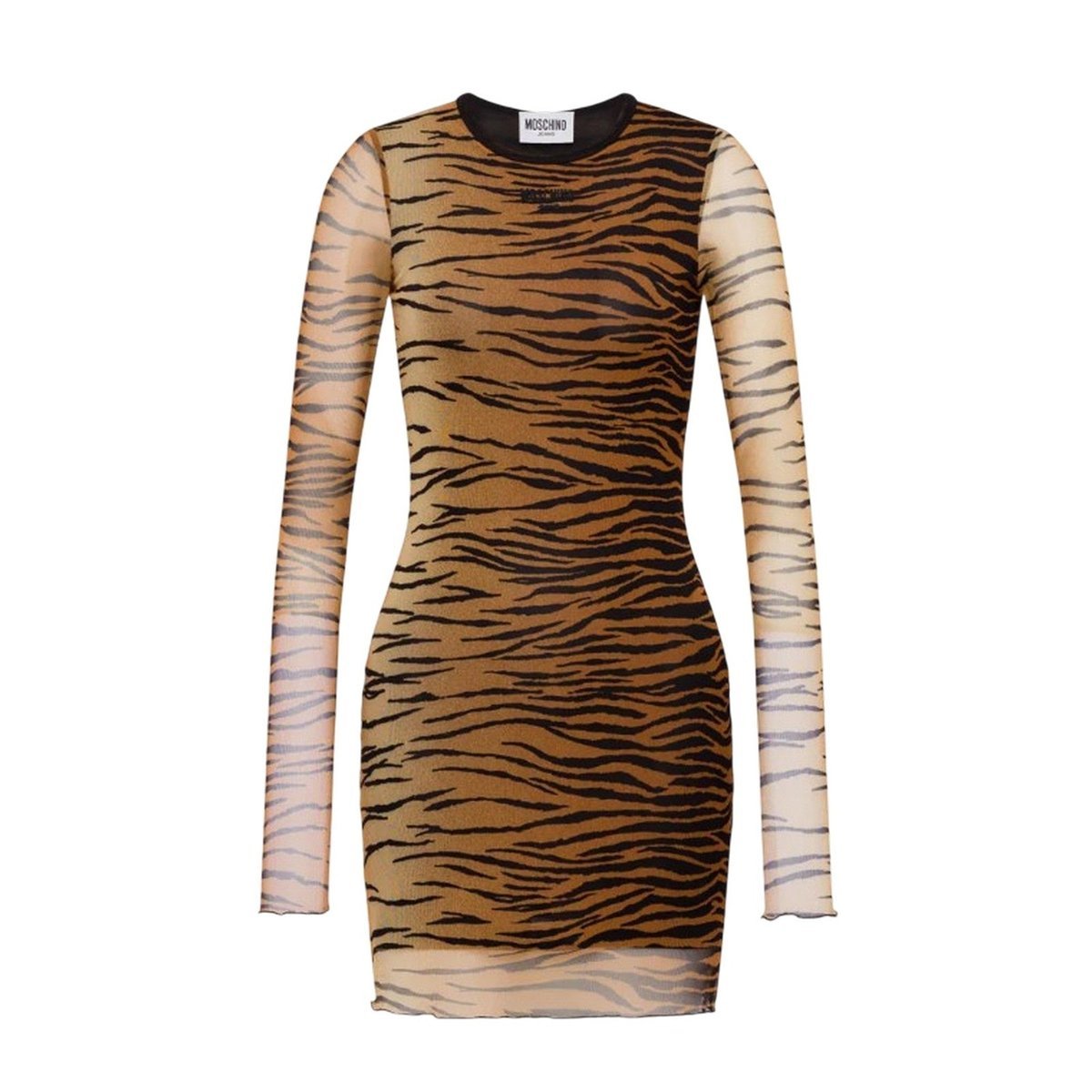 vestiti casual donna moschino jeans - abito tulle stampa tigre - marrone