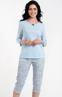 Piżamy damskie - Piżama damska z rękawem i nogawką 3/4 Salli, Kolor niebieski, Rozmiar S, Italian Fashion - Primodo.com - miniaturka - grafika 1