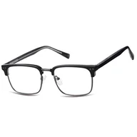Okulary korekcyjne, oprawki, szkła - Okulary półramkowe zerówki prostokątne oprawki korekcyjne 878B czarny/grafitowy - miniaturka - grafika 1