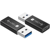 Adaptery i przejściówki - Techly IADAP USB3-AFT zmieniacz płci / kabli USB A USB C Czarny - miniaturka - grafika 1