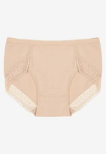 Beżowe Majtki Figi z Bawełny z Koronkową Lamówką Idilea - Majtki damskie - miniaturka - grafika 1