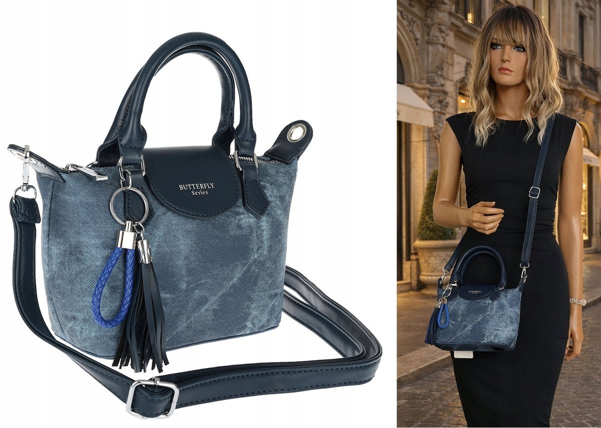 Torebka damska kuferek listonoszka na ramię do ręki modna J889 Granatowa