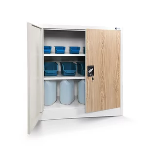 JAN NOWAK Eco Design model BEATA 900x930x400 metalowa szafka z drzwiami: biała/dąb sonoma - Szafki biurowe - miniaturka - grafika 1