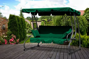 Huśtawka ogrodowa rozkładana 2w1 poduszki zielona - Zabawki i gry sportowe - miniaturka - grafika 3