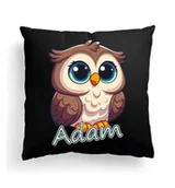Poduszki dekoracyjne - CZARNA Poduszka Z IMIENIEM Na Wielkanoc MĄDRA SOWA SÓWKA Z BAJKI BAJKOWA - miniaturka - grafika 1