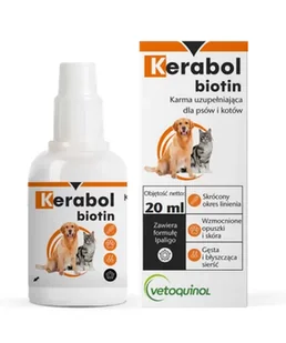 VETOQUINOL Kerabol Biotin - Suplementy i witaminy dla kotów - miniaturka - grafika 1