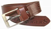 Paski - Pasek Skórzany Arucce (PL) Tłoczony Napis "W&ROGERS" Skóra Naturalna EXTRA 40 mm CZEKOLADOWY - miniaturka - grafika 1