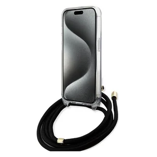 Etui Guess GUHCP15XHC4SEK Apple iPhone 15 Pro Max hardcase Crossbody Cord 4G Print czarny/black - Etui i futerały do telefonów - miniaturka - grafika 5