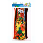 Zabawki kreatywne - Craft with Fun Zestaw kreatywny Pomp/drut 300el Jesien 6/48 - miniaturka - grafika 1