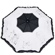 Parasole - Parasol damski automat z falbanką - Paryżanka biało-czarny - miniaturka - grafika 1