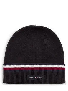 Tommy Hilfiger Czapka męska Mężczyźni Bawełna czarny jednolity, ONE SIZE - Czapki męskie - miniaturka - grafika 1