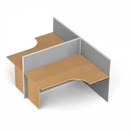 Inne meble biurowe - B2B Partner Zestaw parawanów biurowych ze stołem ergonomicznym, tekstylny 2 miejsca, buk 437239 - miniaturka - grafika 1