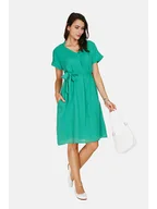 Sukienki - Le Jardin du Lin Lniana sukienka w kolorze turkusowym - miniaturka - grafika 1