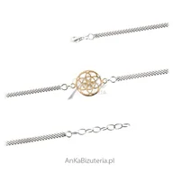 Bransoletki - ankabizuteria.pl Bransoletka srebrna pozłacana i rodowana Rozetka - miniaturka - grafika 1