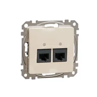 Gniazdka elektryczne - Schneider Gniazdo internetowe 2xRJ45 kat.5e UTP SEDNA Design & Elements beżowy - miniaturka - grafika 1