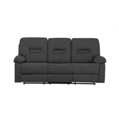 Sofy i kanapy - Beliani Sofa trzyosobowa tapicerowana ciemnoszara rozkładana BERGEN - miniaturka - grafika 1