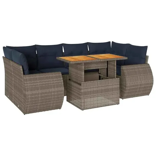 Zestaw wypoczynkowy z rattanu PE szary, wymiary: 55x62x69 cm, 62x62x69 cm,