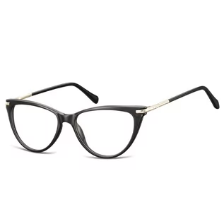 Okulary korekcyjne, oprawki, szkła - Okulary zerówki korekcyjne Kocie Oczy damskie AC1 czarno-złote - grafika 1