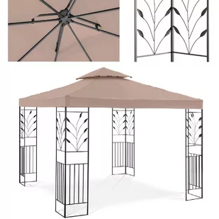 Uniprodo Pawilon ogrodowy - ornament - beżowy - - UNI_PERGOLA_3X3T_U UNI_PERGOLA_3X3T_U - Pawilony ogrodowe - miniaturka - grafika 1