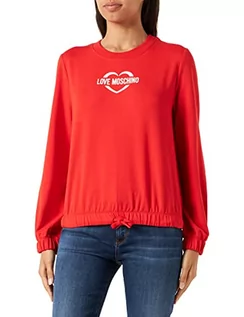 Bluzy damskie - Love Moschino Damska bluza z długim rękawem, regularny krój, czerwona, 40 (DE), czerwony - grafika 1