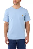 Koszulki sportowe męskie - Koszulka męska T-shirt Carhartt Heavyweight Pocket K87 H74 Alpine Blue Heather błękitny - miniaturka - grafika 1