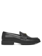 Półbuty damskie - Tommy Hilfiger Loafersy Th Logo Leather Loafer FW0FW08705 Czarny - miniaturka - grafika 1