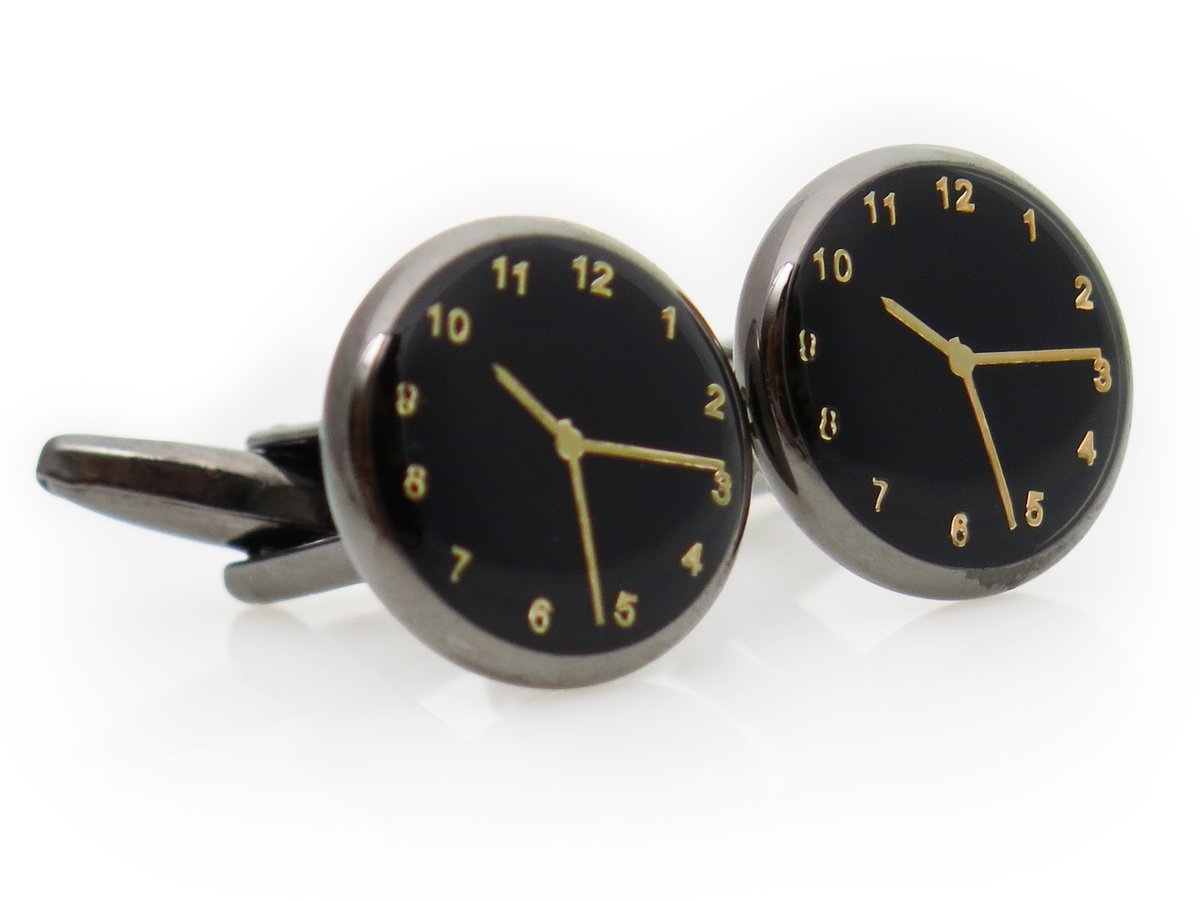 Spinki do mankietów - grafitowo-czarne zegarki A296