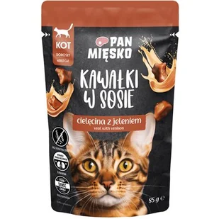 Karma dla kota PAN MIĘSKO Kawałki w sosie Cielęcina z jeleniem 85 g - Mokra karma dla kotów - miniaturka - grafika 1