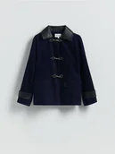 Kurtki damskie - Reserved - Sztruksowa kurtka z kołnierzykiem - granatowy - miniaturka - grafika 1