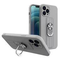 Etui i futerały do telefonów - Ring Case silikonowe etui z uchwytem na palec i podstawką do Samsung Galaxy A12 srebrny - miniaturka - grafika 1